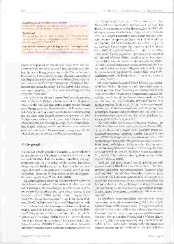 Vorschauseite 2: Eine institutionsübergreifende Leitlinie für erwachsene Personen mit Blasenkatheter
