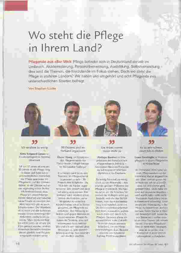Vorschauseite 1: Wo steht die Pflege in Ihrem Land?