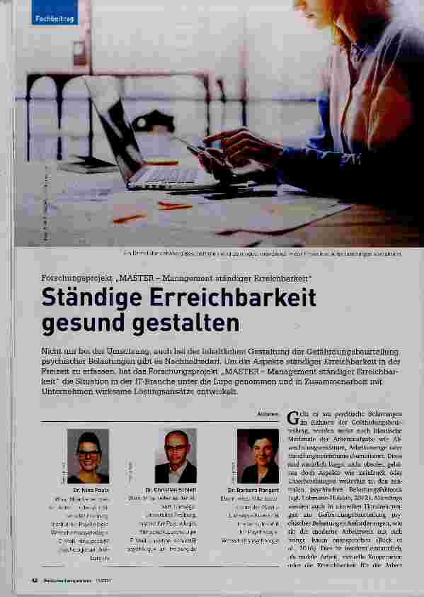 Vorschauseite 1: Ständige Erreichbarkeit gesund gestalten