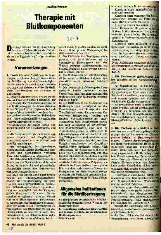 Vorschauseite 1: Therapie mit Blutkomponenten