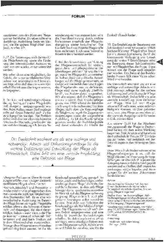 Vorschauseite 2: Pflege auf dem Weg zu Wissenschaft - Anmerkungen zur Denkschrift Pflegewissenschaft - Grundlegung für Lehre, Forschung und Paxis