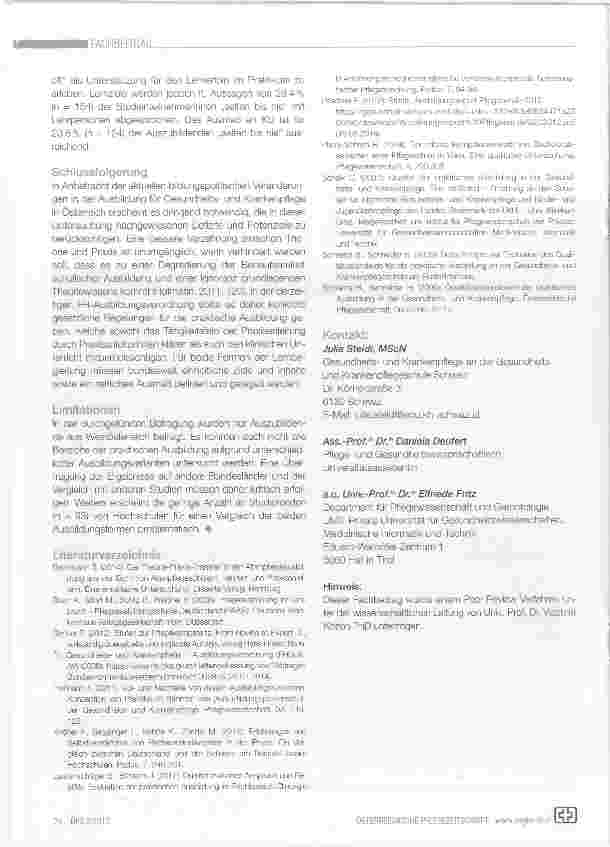 Vorschauseite 5: Die praktische Ausbildung aus Sicht von Auszubildenden des gehobenen Dienstes der Gesundheitsund Krankenpflege in Westösterreich
