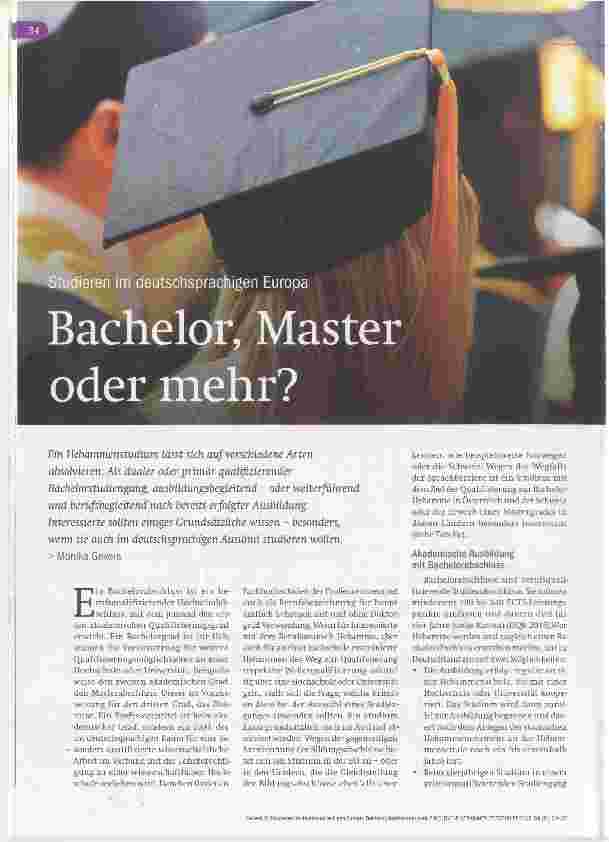 Vorschauseite 1: Bachelor, Master oder mehr?