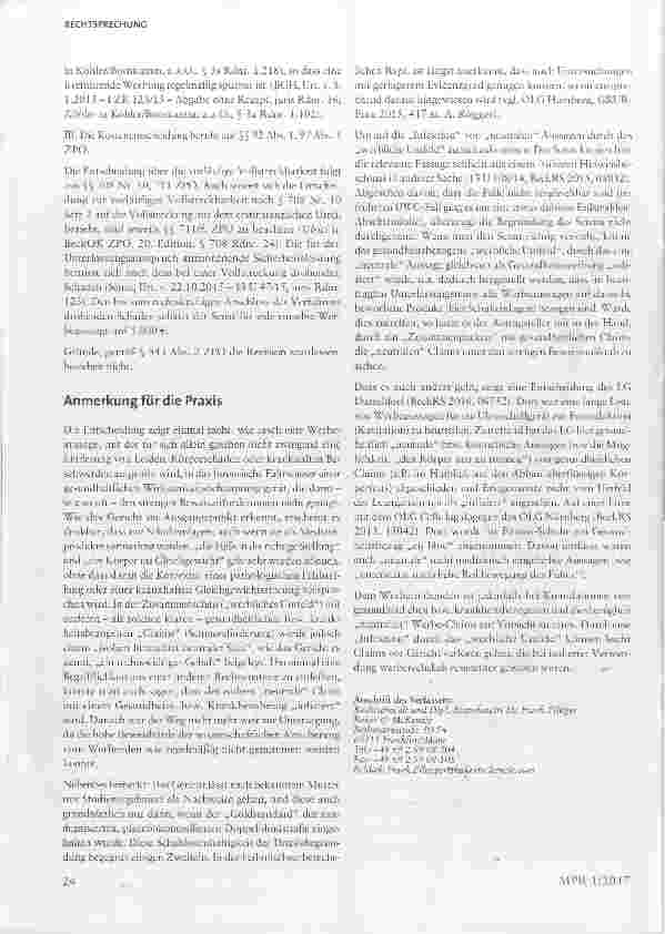 Vorschauseite 5: Irreführende Werbung für Schuheinlagen: Fehlende wissenschaftliche Absicherung von Werbeaussagen