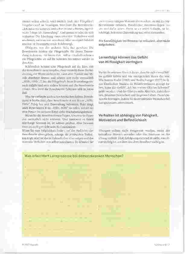 Vorschauseite 2: Demenzkranke lernen nichts mehr -oder doch?