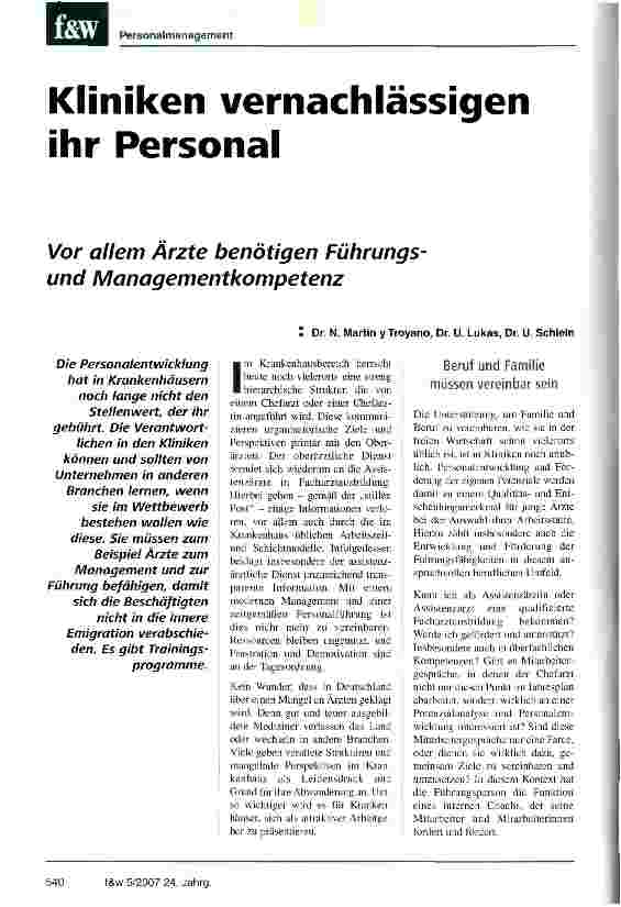 Vorschauseite 1: Kliniken vernachlässigen ihr Personal
