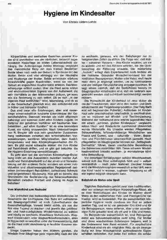 Vorschauseite 1: Hygiene im Kindesalter