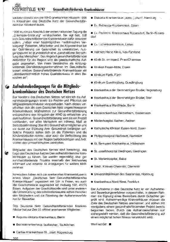 Vorschauseite 2: Das Deutsche Netz Gesundheitsfördernder Krankenhäuser