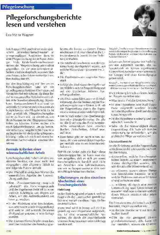 Vorschauseite 1: Pflegeforschungsberichte lesen und verstehen
