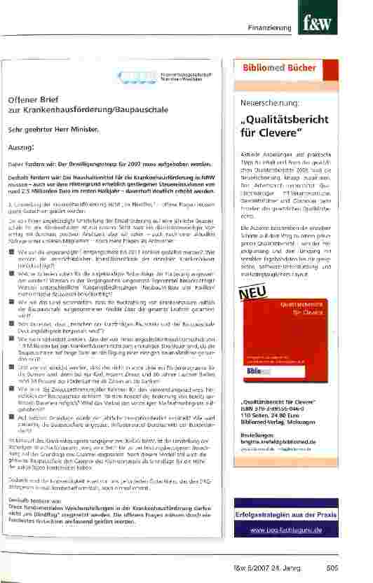 Vorschauseite 2: Laumann verkündet sein Krankenhausfreiheitsgesetz
