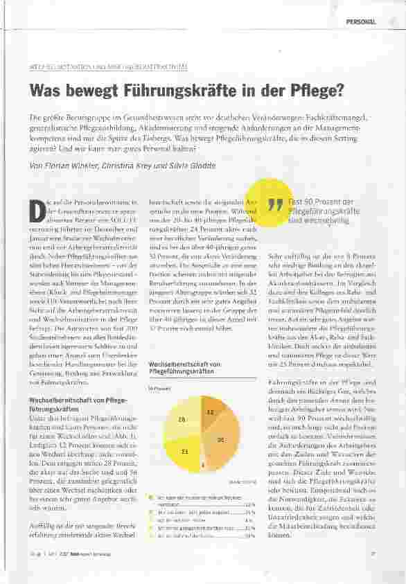 Vorschauseite 1: Was bewegt Führungskräfte in der Pflege?