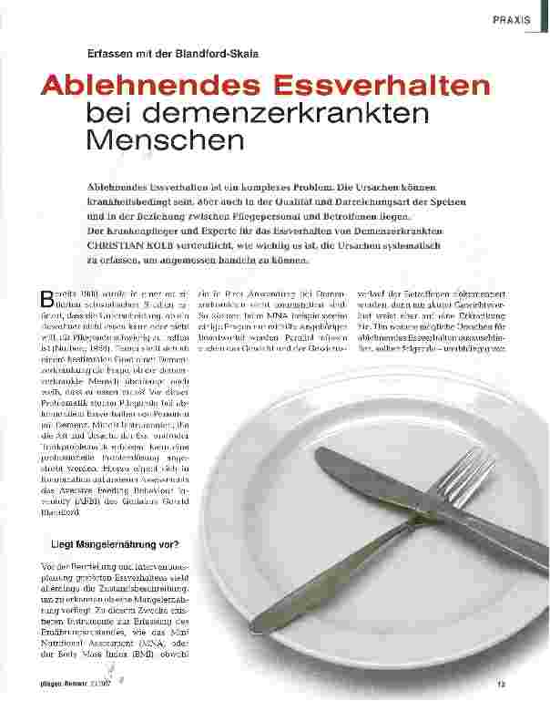 Vorschauseite 1: Ablehnendes Essverhalten bei demenzerkrankten Menschen