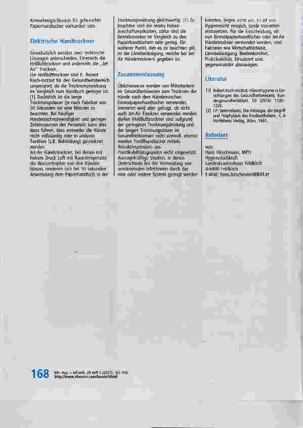 Vorschauseite 2: Vorund Nachteile unterschiedlicher Händetrocknungsmöglichkeiten