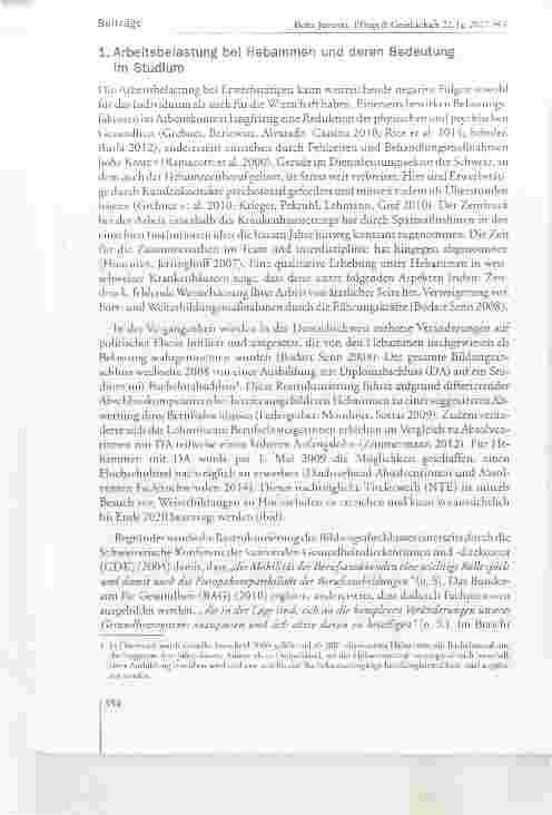 Vorschauseite 2: Vorbereitung auf Arbeitsbelastung: Thematisiert im Hebammenstudium? Die Vermittlung von effizienten Bewältigungsstrategien ist prioritär