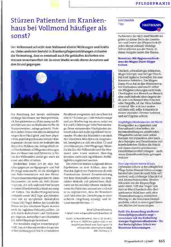 Vorschauseite 1: Stürzen Patienten im Krankenhaus bei Vollmond häufiger als sonst?