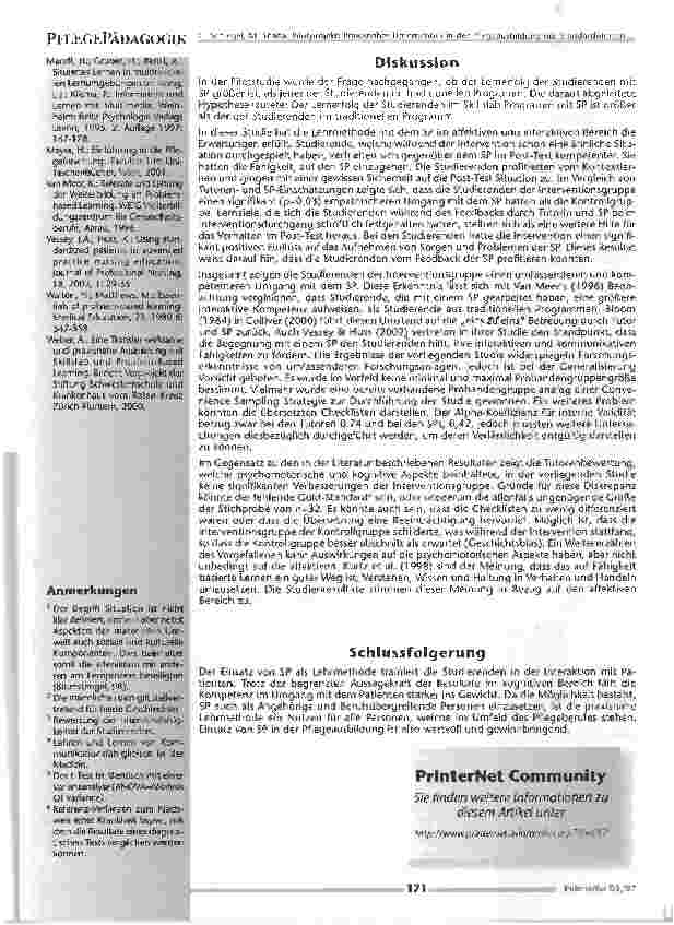 Vorschauseite 5: Pilotprojekt: Praxisnahes Unterrichten in der Pflegeausbildung mit Standardisierten Patienten -Ein Gewinn für alle!