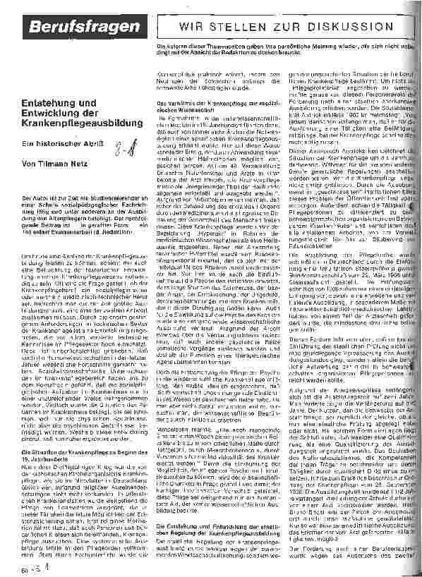 Vorschauseite 1: Entstehung und Entwicklung der Krankenpflegeausbildung Ein historischer Abriß