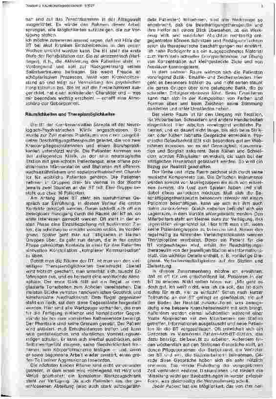 Vorschauseite 2: Bericht über ein Praktikum in der Beschäftigungstherapie