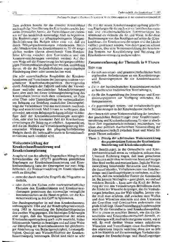 Vorschauseite 5: Perspektiven für die Ordnungspolitik in der Krankenhauswirtschaft I