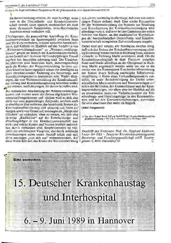 Vorschauseite 6: Perspektiven für die Ordnungspolitik in der Krankenhauswirtschaft I