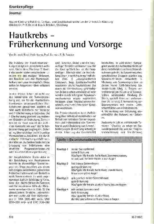 Vorschauseite 1: Hautkrebs - Früherkennung und Vorsorge