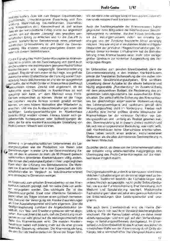 Vorschauseite 2: Pro und Contra Profit-Center im Krankenhaus Eine sinnvolle Managementalternative?