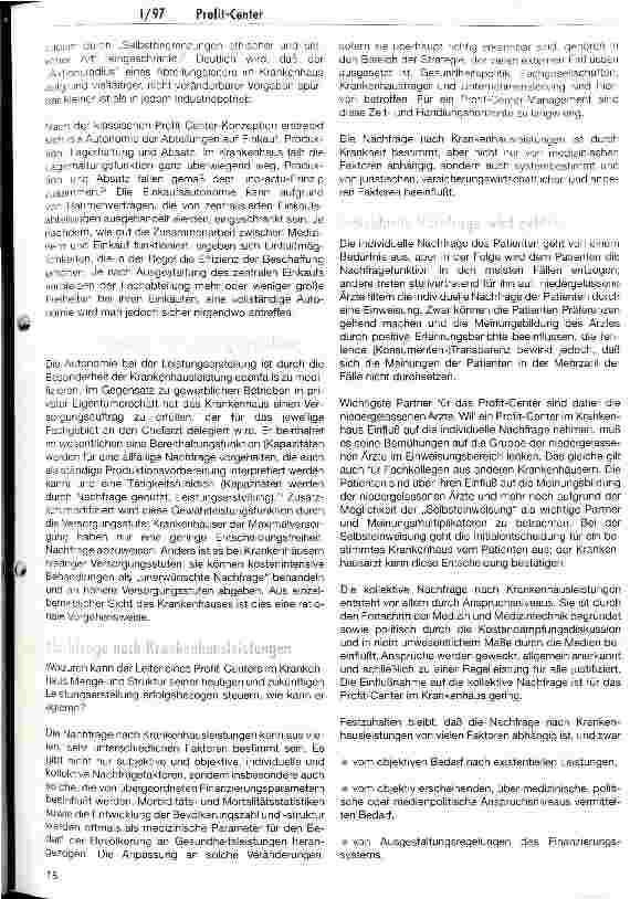 Vorschauseite 3: Pro und Contra Profit-Center im Krankenhaus Eine sinnvolle Managementalternative?