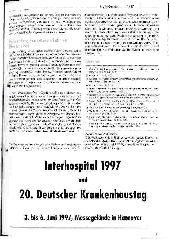 Vorschauseite 6: Pro und Contra Profit-Center im Krankenhaus Eine sinnvolle Managementalternative?
