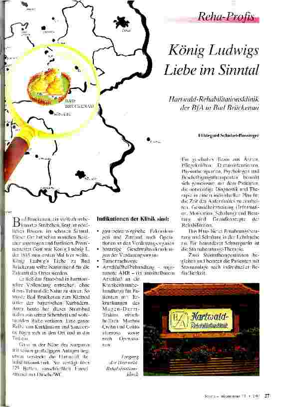 Vorschauseite 1: König Ludwigs Liebe im Sinntal Hartwald-Rehabilitationsklinik der BfA in Bad Brückenau