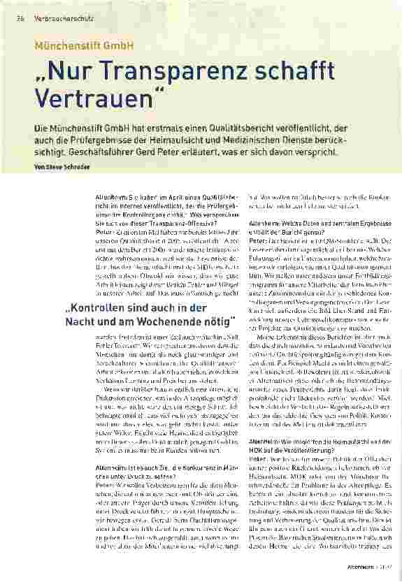 Vorschauseite 1: Nur Transparenz schafft Vertrauen
