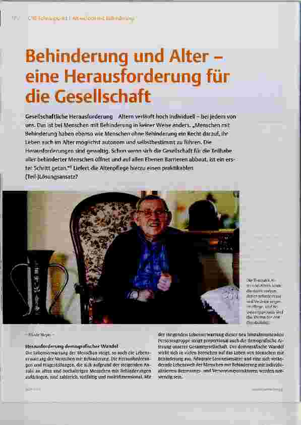 Vorschauseite 1: Behinderung und Alter eine Herausforderung für die Gesellschaft