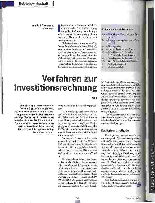 Vorschauseite 1: Verfahren zur Investitionsrechnung Teil II