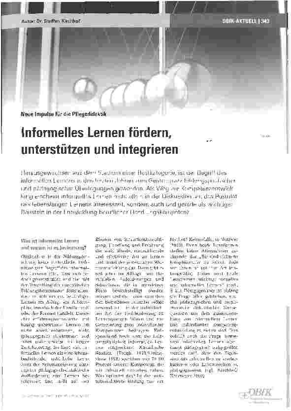 Vorschauseite 1: Informelles Lernen fördern, unterstützen und integrieren