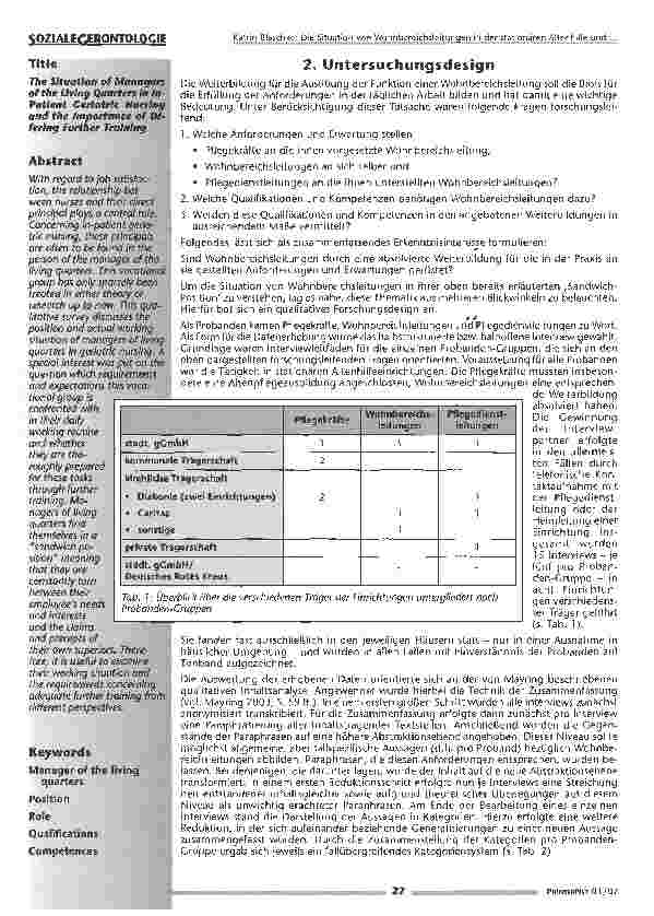 Vorschauseite 2: Die Situation von Wohnbereichsleitungen in der stationären Altenhilfe