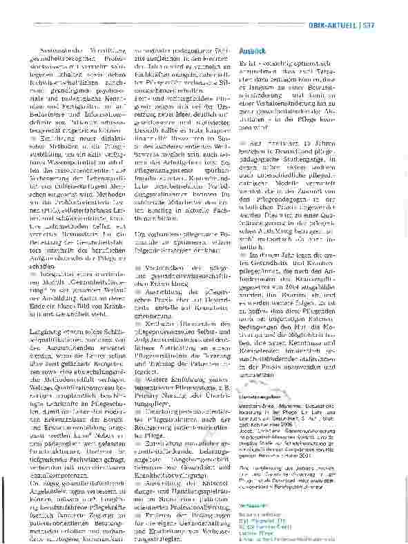 Vorschauseite 3: Berufspolitik - Prävention und Gesundheitsförderung in der Pflege
