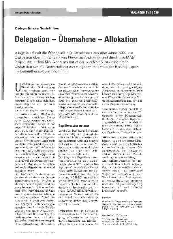 Vorschauseite 1: Delegation - Übernahme - Allokation