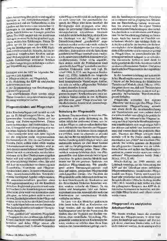 Vorschauseite 2: Ein historischer Irrtum der Pflege? Plädoyer für einen kritisch-distanzierten Umgang mit dem Pflegeprozeß