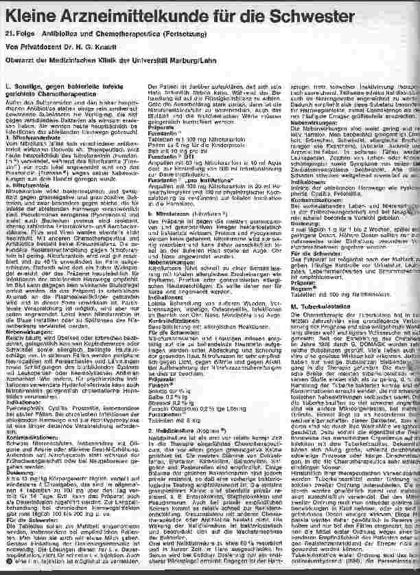 Vorschauseite 1: Kleine Arzneimittelkunde für die Schwester 21. Folge: Antibiotika und Chemotherapeutica (Fortsetzung)