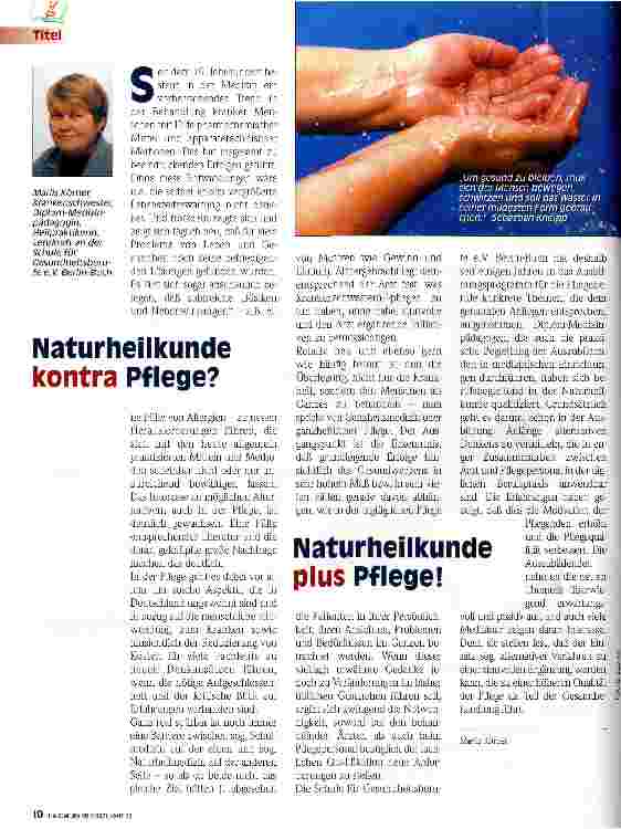 Vorschauseite 1: Naturheilkunde kontra Pflege? Naturheilkunde plus Pflege!