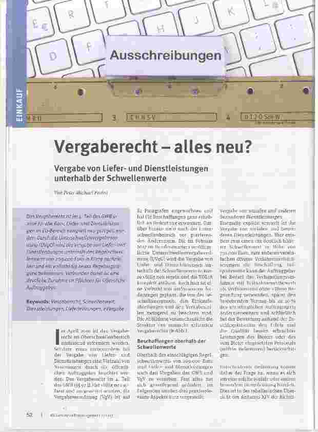 Vorschauseite 1: Vergaberecht - alles neu?