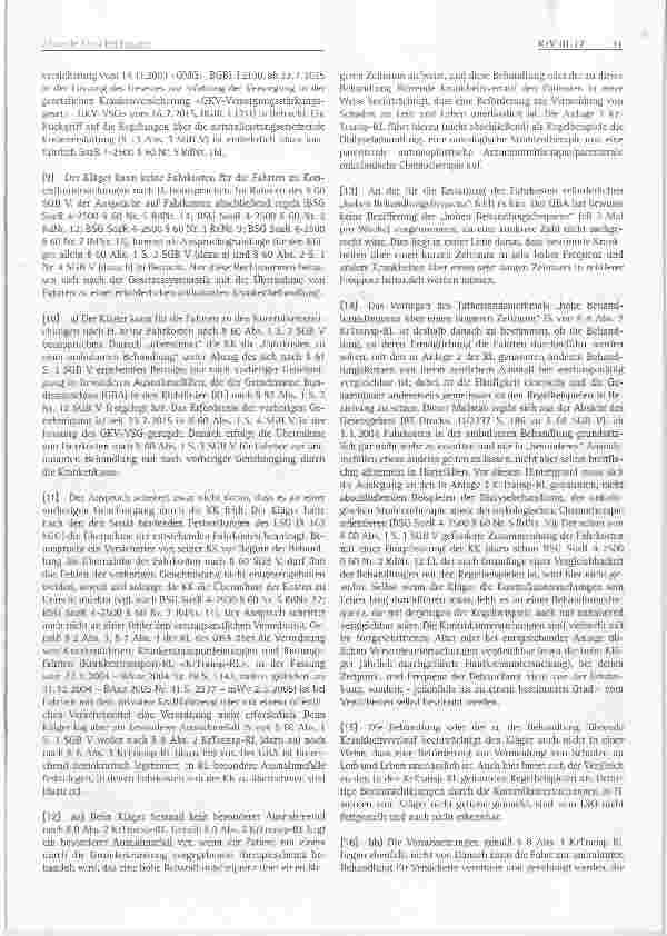 Vorschauseite 2: Krankenversicherungsrecht Erstattung für Fahrten zu Kontrolluntersuchungen im Transplantationszentrum