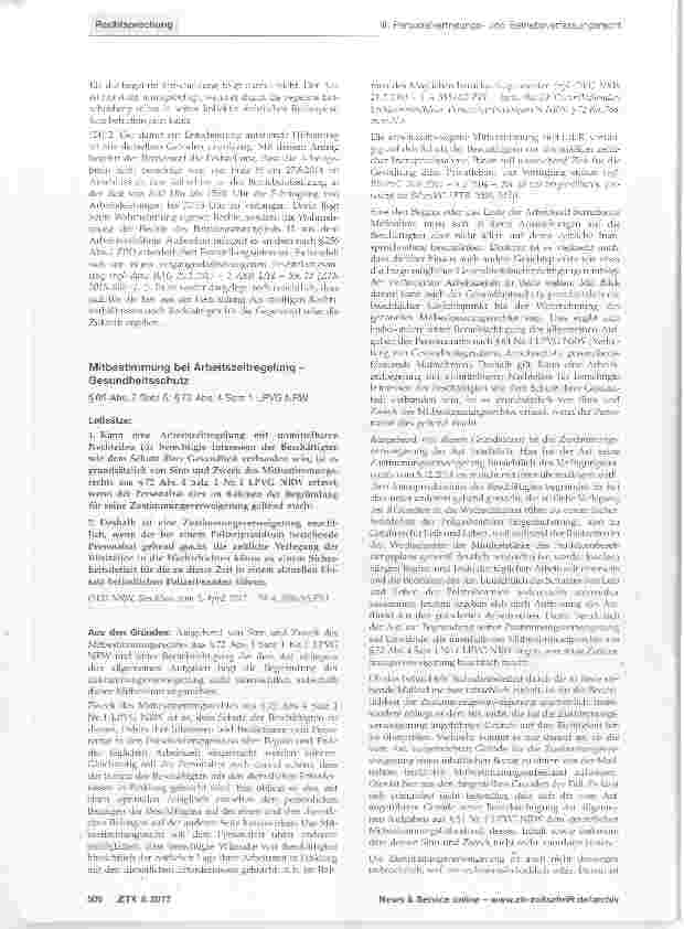 Vorschauseite 1: Mitbestimmung bei Arbeitszeitregelung -Gesundheitsschutz