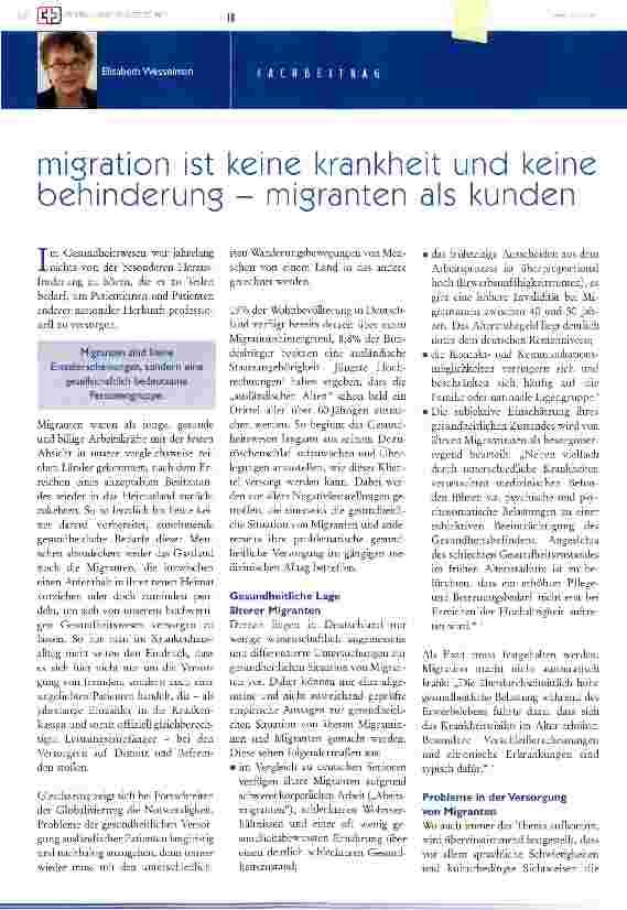Vorschauseite 1: Migration ist keine Krankheit und keine Behinderung - Migranten als Kunden