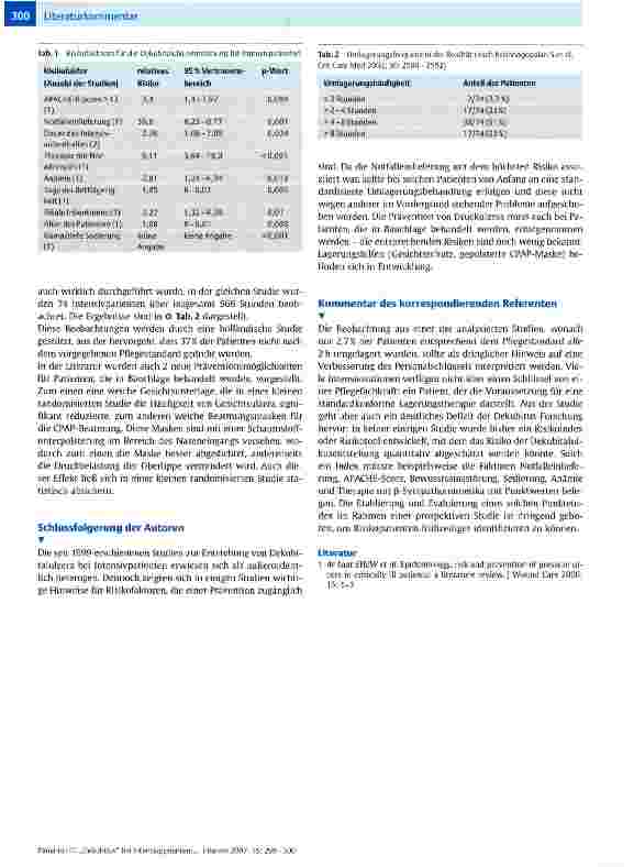 Vorschauseite 2: Dekubitus bei Intensivpatienten: Gibt es neue Hinweise zur Prävention?