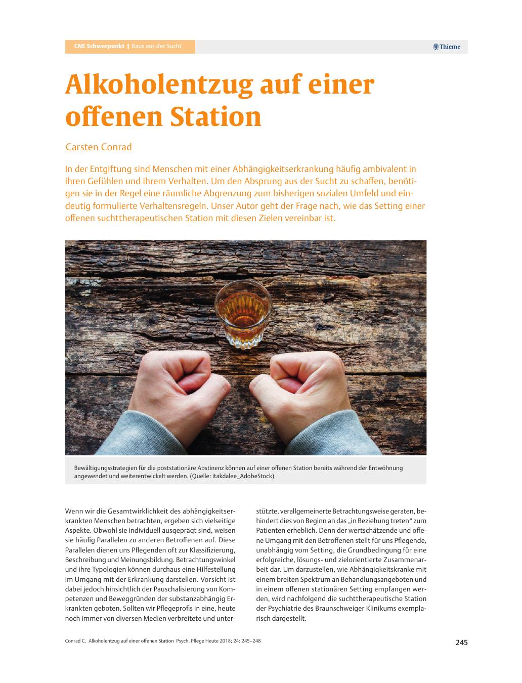Vorschauseite 1: Alkoholentzug auf einer offenen Station