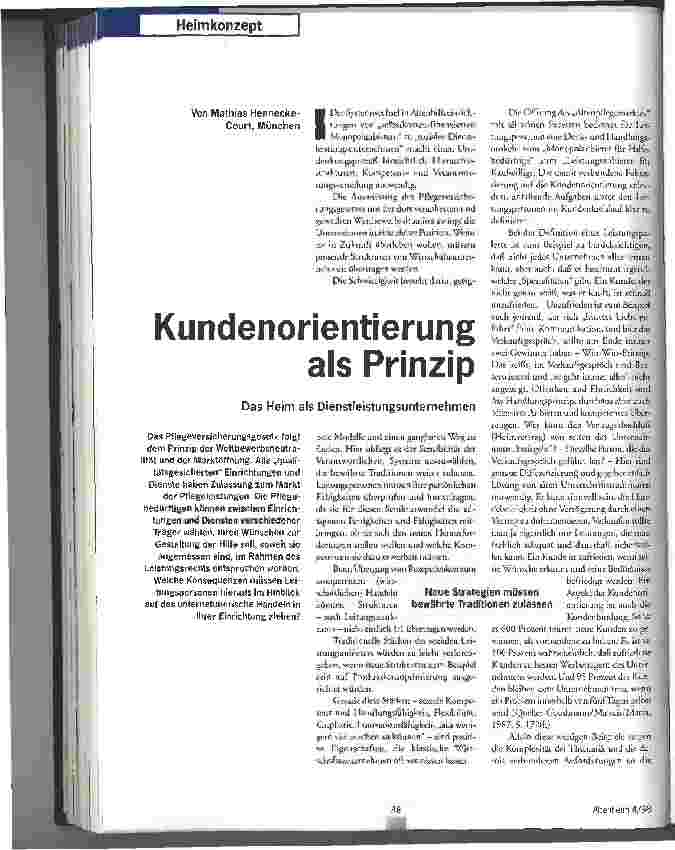Vorschauseite 1: Kundenorientierung als Prinzip Das Heim als Dienstleistungsunternehmen