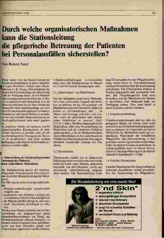 Vorschauseite 1: Durch welche organisatorischen Maßnahmen kann die Stationsleitung die pflegerische Betreuung der Patienten bei Personalausfall sichern