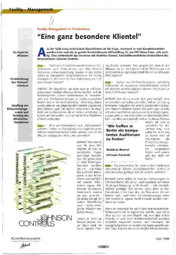 Vorschauseite 1: Eine ganz besondere Klientel Facility-Management im Krankenhaus