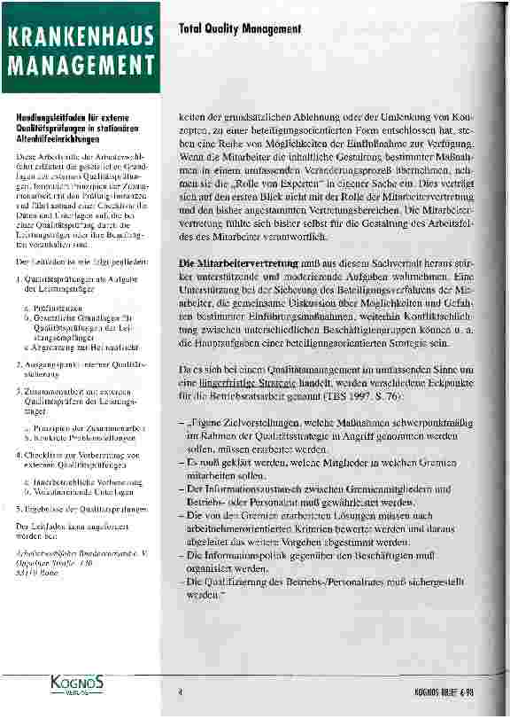 Vorschauseite 2: Rechte und Pflichten der Mitarbeitervertretungen im Qualitätsmanagement