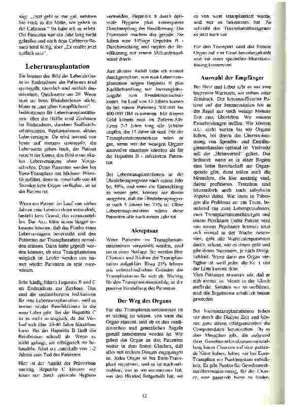 Vorschauseite 6: Organtransplantationen Vortrag am 25. März 1998 im Paul-Lechler-Krankenhaus, Tübingen